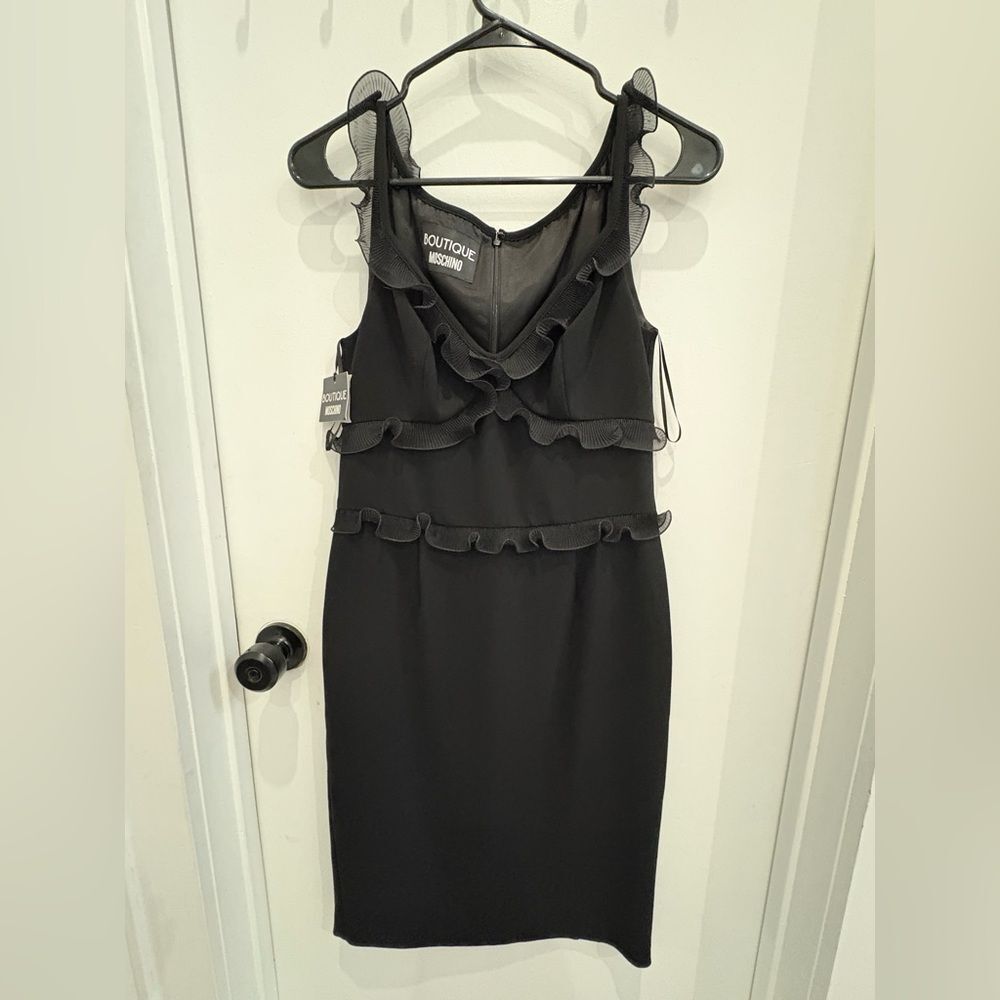 Moschino Black Ruffle Mini Dress - Picture 2 of 5